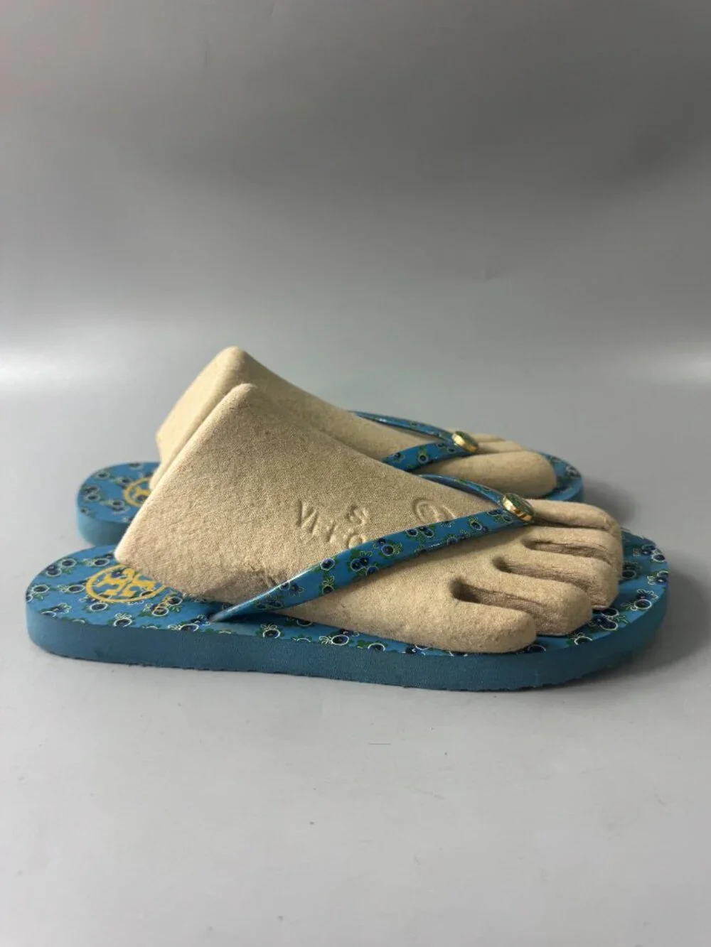 Tory Burch All Over Print Flip Flops in Blue